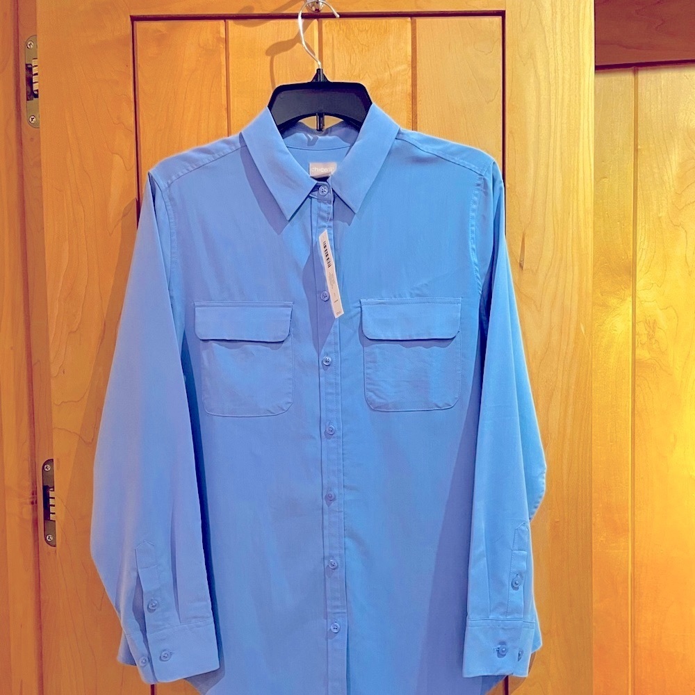 Chico’s New blouse.  Very pretty powder blue, feels and looks like silk.